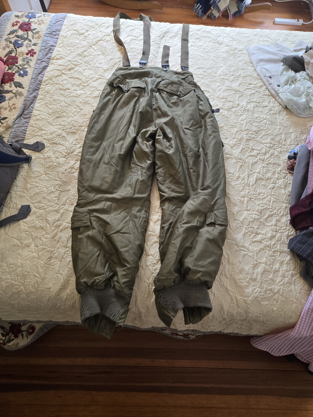 Men's Authentic World War II Olive Insulated Jet Flyer Pants with  Suspenders